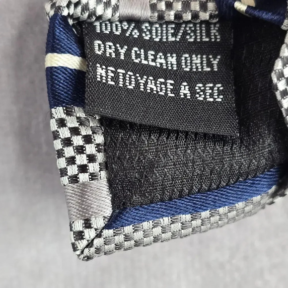 Enro Gray Silver Blue Stripe Repp Executive Geometric Silk Neck Tie Men's - Picture 5 of 6